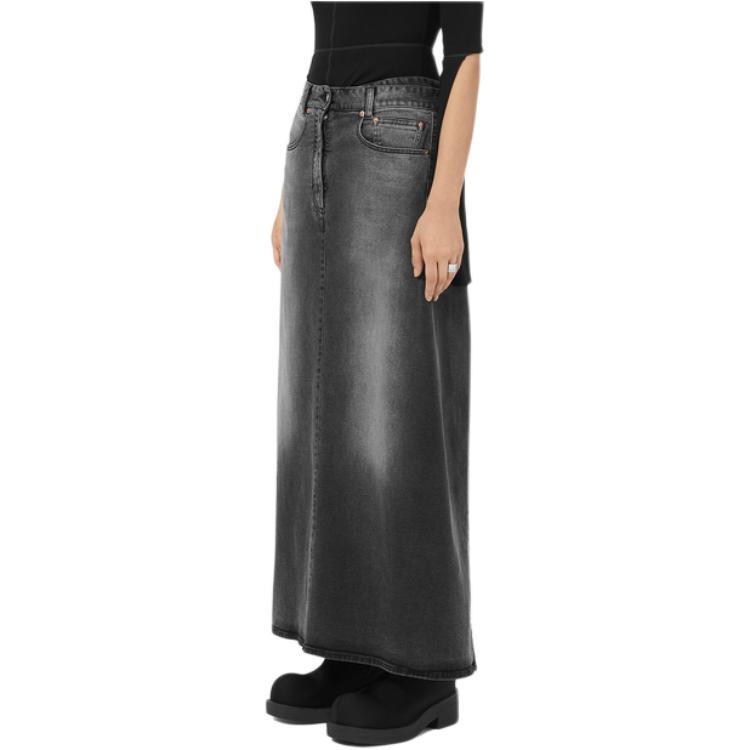 Shop (Women) MM6 Maison Margiela Gradient Loose A-Line Denim Maxi Skirt Women Black S62MI0016M30009-859