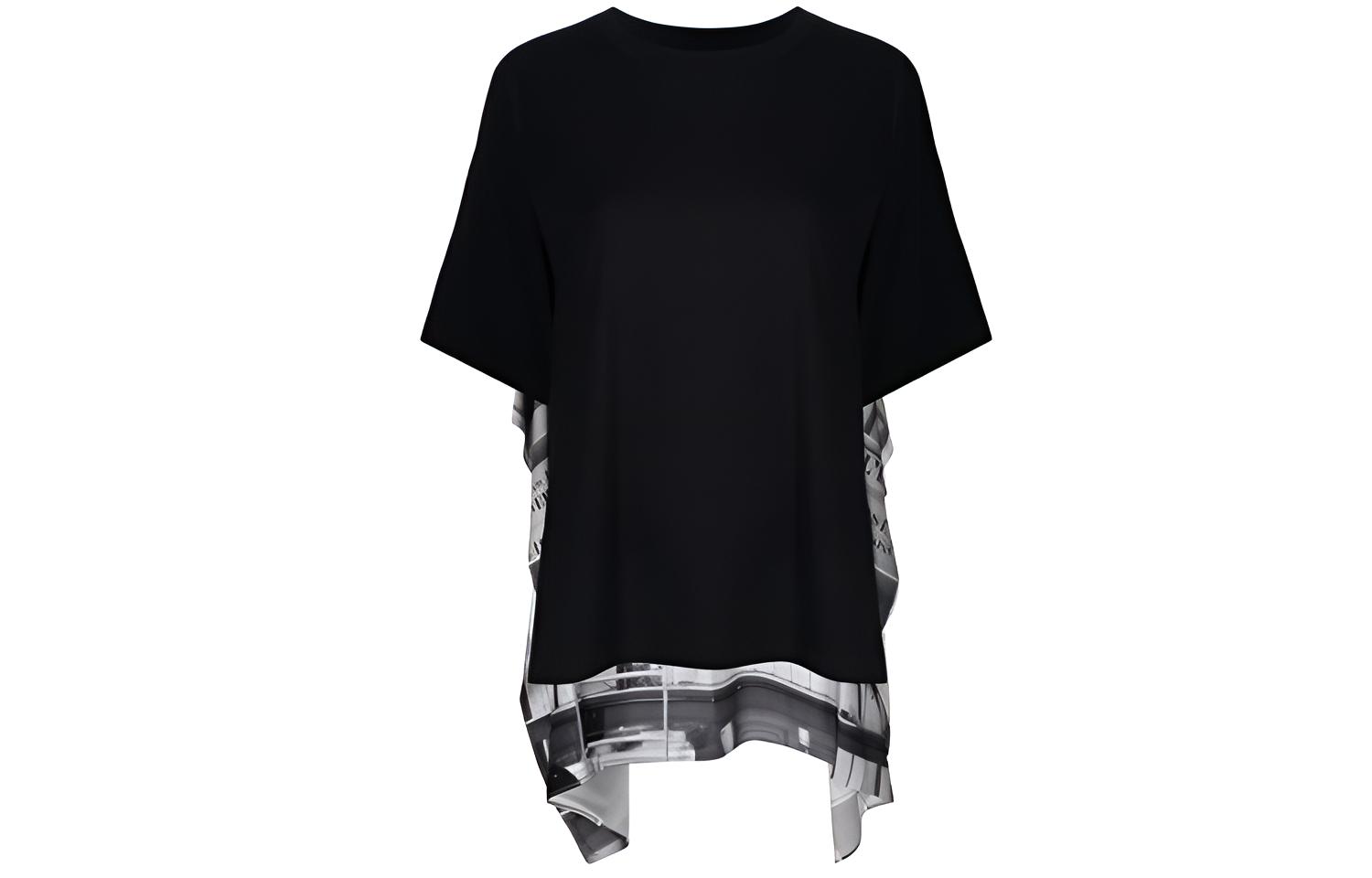 (Women) MM6 Maison Margiela Layered Printed Short Sleeve T-Shirt  Black SS21 S62GD0081STJ327961