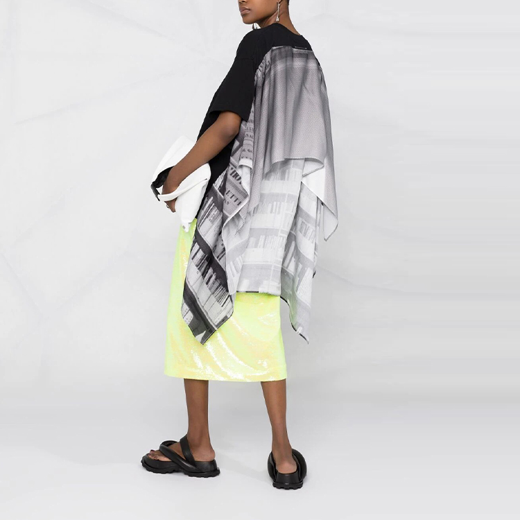 Shop (Women) MM6 Maison Margiela Layered Printed Short Sleeve T-Shirt  Black SS21 S62GD0081STJ327961