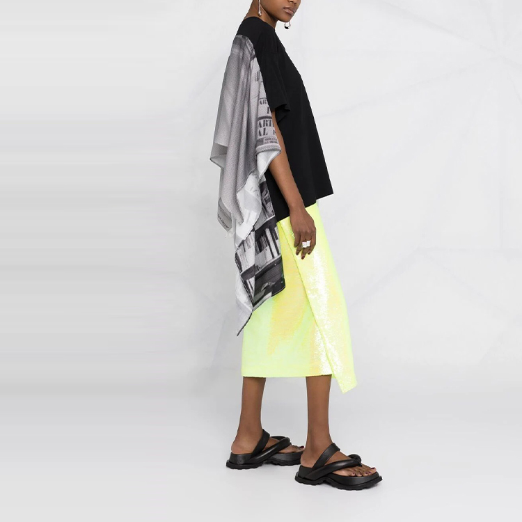 Purchase (Women) MM6 Maison Margiela Layered Printed Short Sleeve T-Shirt  Black SS21 S62GD0081STJ327961