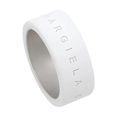 (Women) MM6 Maison Margiela Letter Logo Engraved Ring Brass White Ring. SM6UQ0013SV0058100