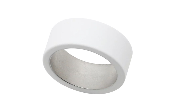 Shop (Women) MM6 Maison Margiela Letter Logo Engraved Ring Brass  White Ring. SM6UQ0013SV0058100