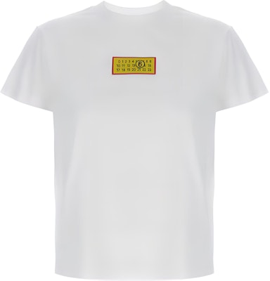(Women) MM6 Maison Margiela Logo Crew Neck White T-Shirt Women’s Casual Tee. S62GD0189S23588-100 Buy (Women) MM6 Maison Margiela Logo Crew Neck White T-Shirt Women’s Casual Tee. S62GD0189S23588-100