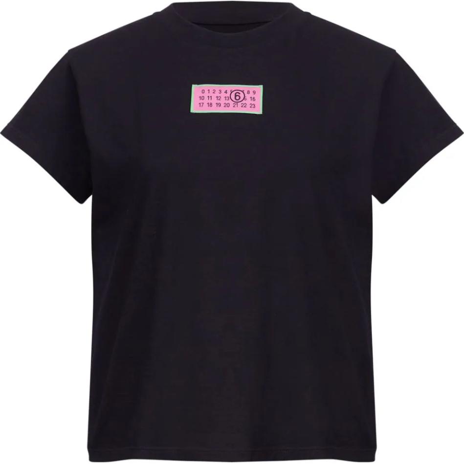 (Women) MM6 Maison Margiela Logo Patch Crewneck Short Sleeve Tee Black  FW24. S62GD0189S23588-BLACK