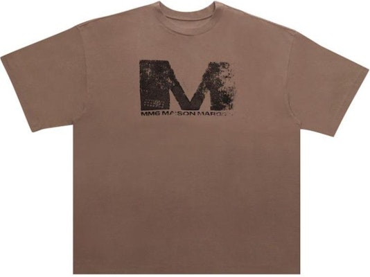 (Women) MM6 Maison Margiela Logo Print Brown Short Sleeve T-Shirt Women. SH0GC0048-S24312-134 Order (Women) MM6 Maison Margiela Logo Print Brown Short Sleeve T-Shirt Women. SH0GC0048-S24312-134