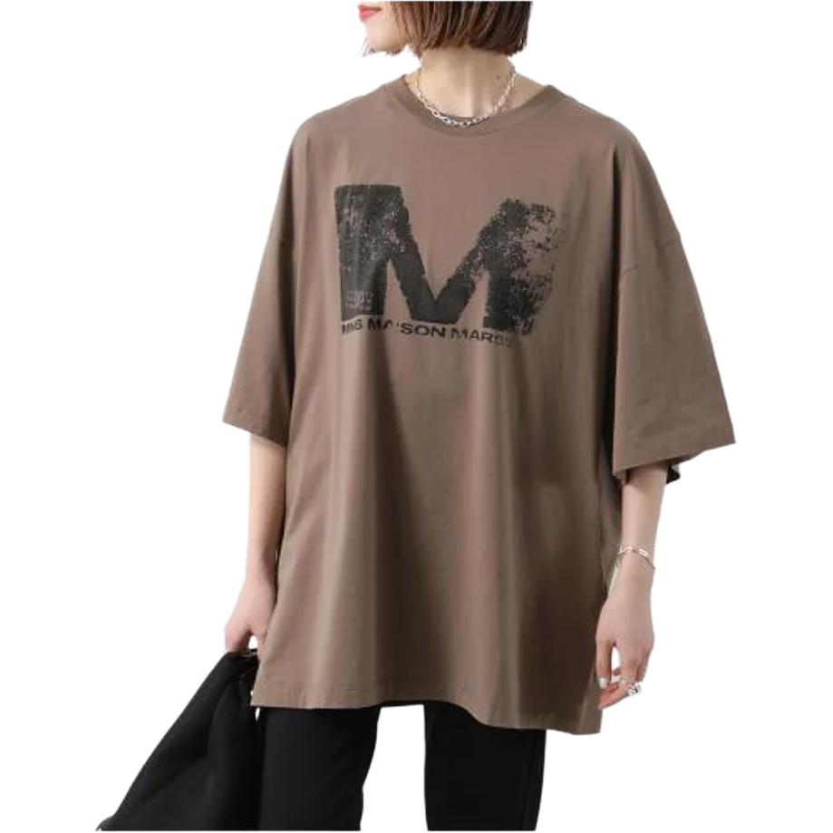 Details for (Women) MM6 Maison Margiela Logo Print Brown Short Sleeve T-Shirt Women. SH0GC0048-S24312-134