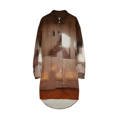 (Women) MM6 Maison Margiela Mosaic Mid-Length Button-Up Shirt Brown FW22 . S52CT0742-S54937-001S