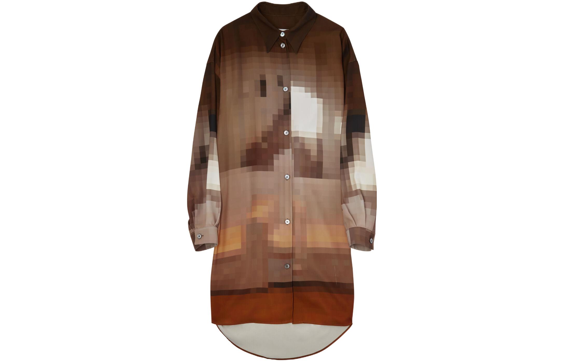 Order (W) MM6 Maison Margiela 马赛克中长款纽扣衬衫 棕色 FW22. S52CT0742-S54937-001S