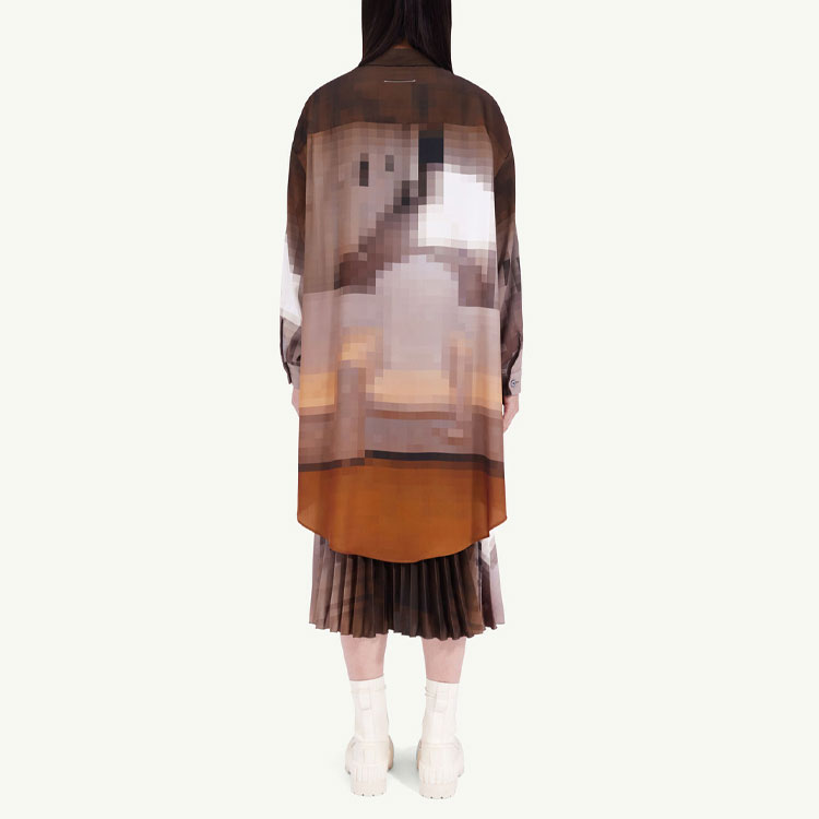 Shop (W) MM6 Maison Margiela 马赛克中长款纽扣衬衫 棕色 FW22. S52CT0742-S54937-001S