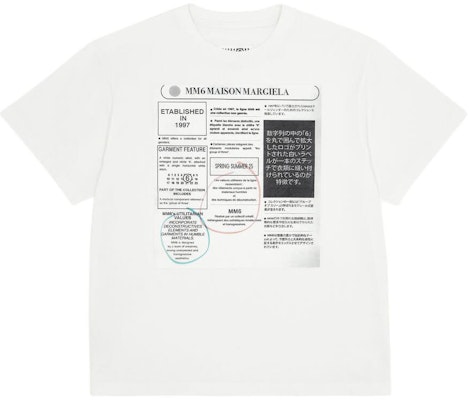 (W) MM6 メゾン マルジェラ 新聞プリント ホワイト クルーネック レディース Tシャツ SS25 S52GC0337S24312101 Buy (W) MM6 メゾン マルジェラ 新聞プリント ホワイト クルーネック レディース Tシャツ SS25 S52GC0337S24312101