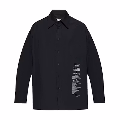 (Women) MM6 Maison Margiela Numeric Print Button-Up Oversized Shirt Women Black FW24 SH0DT0014M35152-BLACK