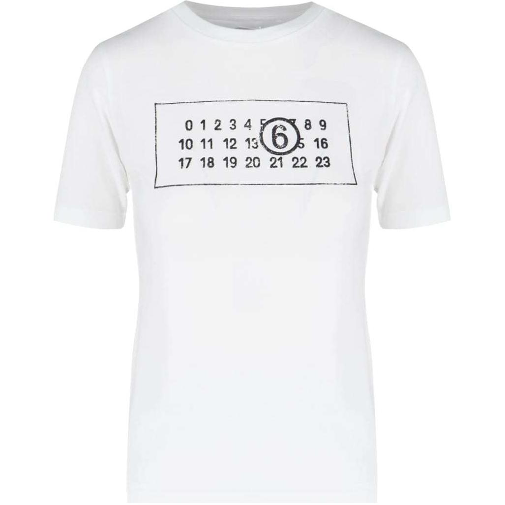 (Women) MM6 Maison Margiela Numeric Print White Crewneck T-Shirt Women S52GC0323S23588100