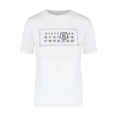 (Women) MM6 Maison Margiela Numeric Print White Crewneck T-Shirt Women S52GC0323S23588100