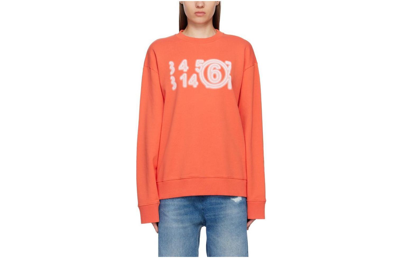Order (W) MM6 메종 마르지엘라 오렌지 넘버 프린트 긴팔 크루넥 스웻셔츠 S52GU0195S25337204