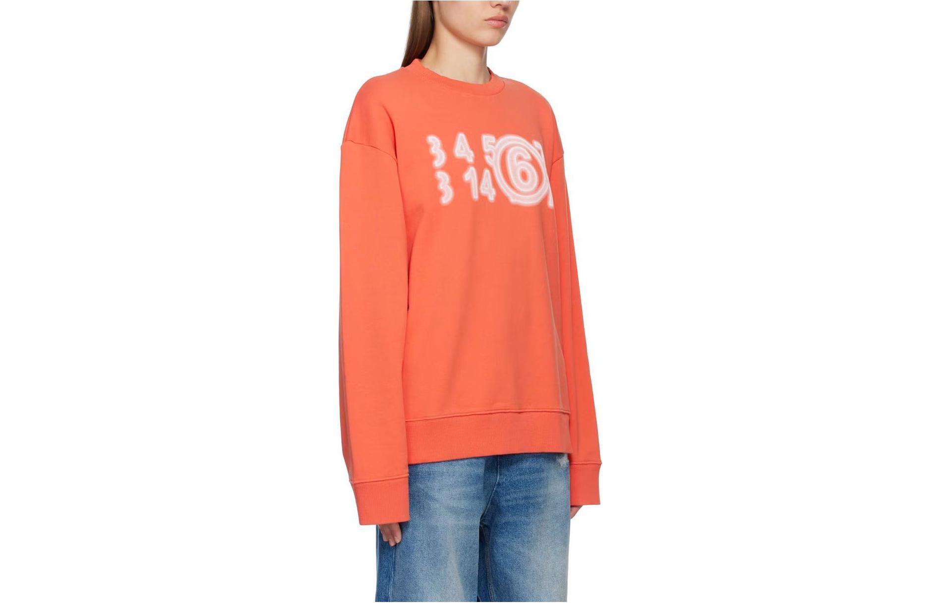 Shop (W) MM6 메종 마르지엘라 오렌지 넘버 프린트 긴팔 크루넥 스웻셔츠 S52GU0195S25337204