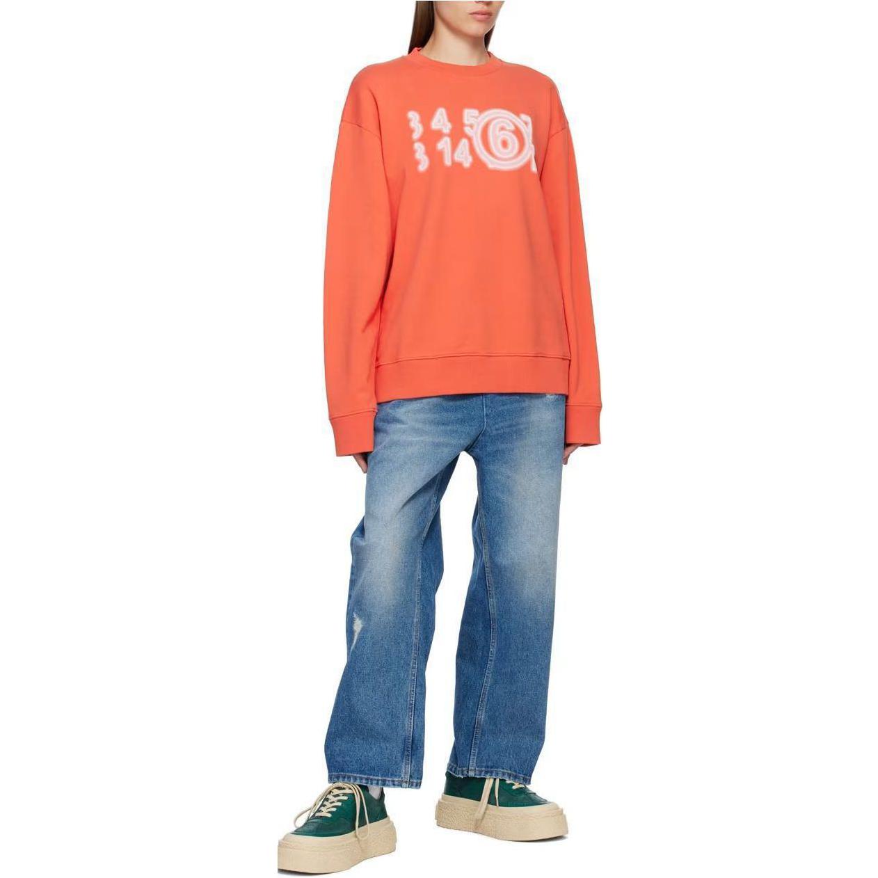 Purchase (W) MM6 메종 마르지엘라 오렌지 넘버 프린트 긴팔 크루넥 스웻셔츠 S52GU0195S25337204