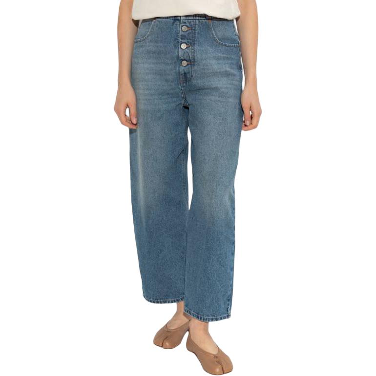 (Women) MM6 Maison Margiela Solid High-Waisted Straight Jeans  Dark Blue S52LA0235M30018965 圖 3