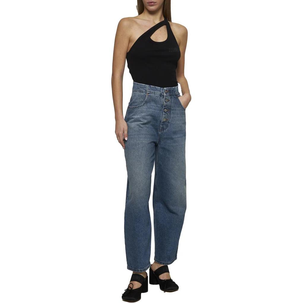 (Women) MM6 Maison Margiela Solid High-Waisted Straight Jeans  Dark Blue S52LA0235M30018965 圖 5