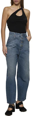 (Women) MM6 Maison Margiela Solid High-Waisted Straight Jeans Dark Blue S52LA0235M30018965 Purchase (Women) MM6 Maison Margiela Solid High-Waisted Straight Jeans Dark Blue S52LA0235M30018965