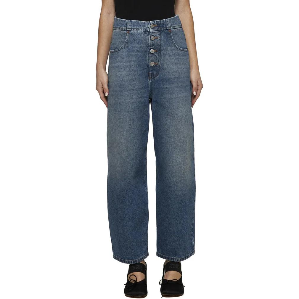 (Women) MM6 Maison Margiela Solid High-Waisted Straight Jeans  Dark Blue S52LA0235M30018965 圖 6
