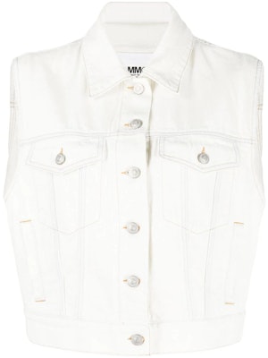 (W) MM6 Maison Margiela Rompi Denim Tanpa Lengan Pendek Kancing Depan S62FB0037S30460990 Buy (W) MM6 Maison Margiela Rompi Denim Tanpa Lengan Pendek Kancing Depan S62FB0037S30460990