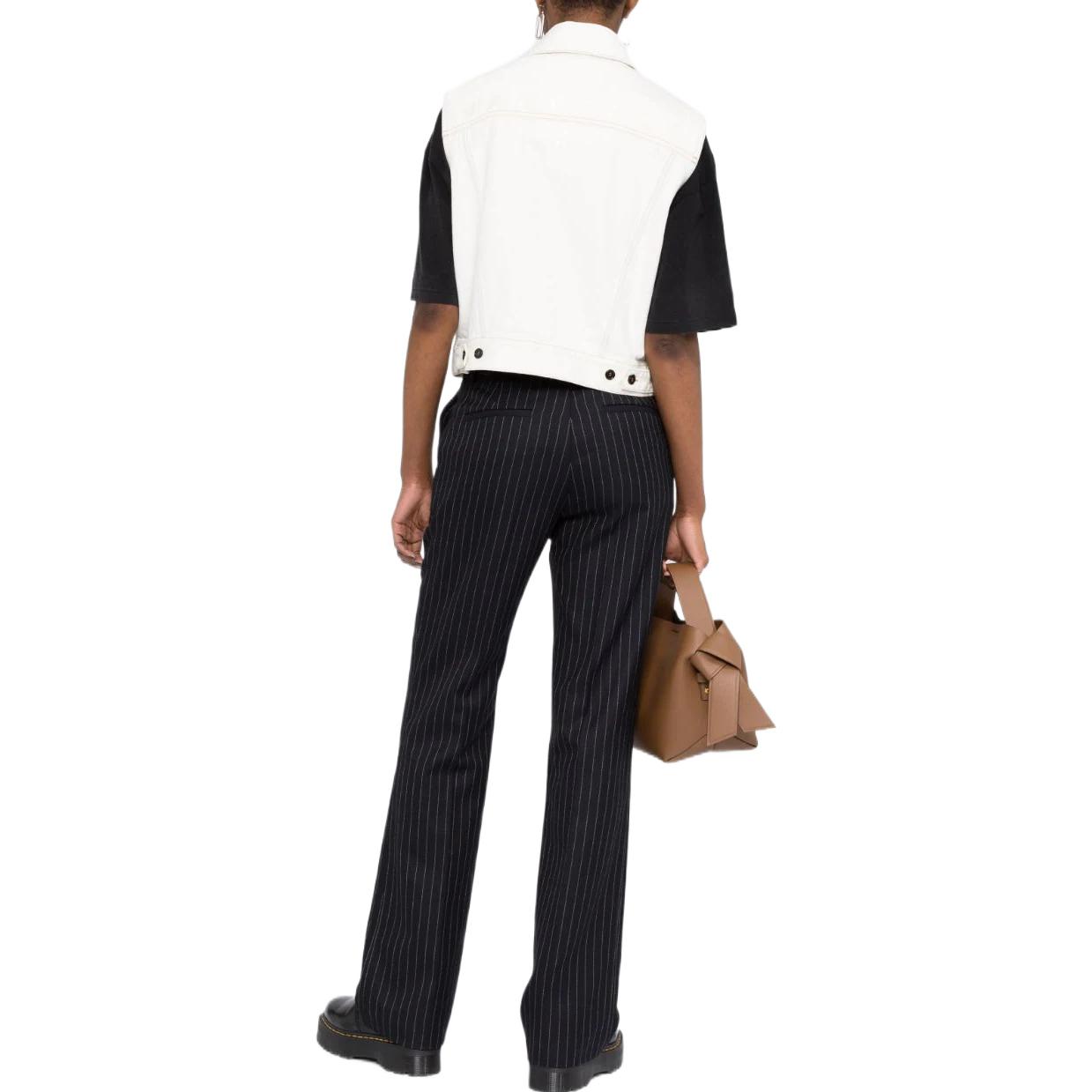 Shop (W) MM6 Maison Margiela Rompi Denim Tanpa Lengan Pendek Kancing Depan S62FB0037S30460990