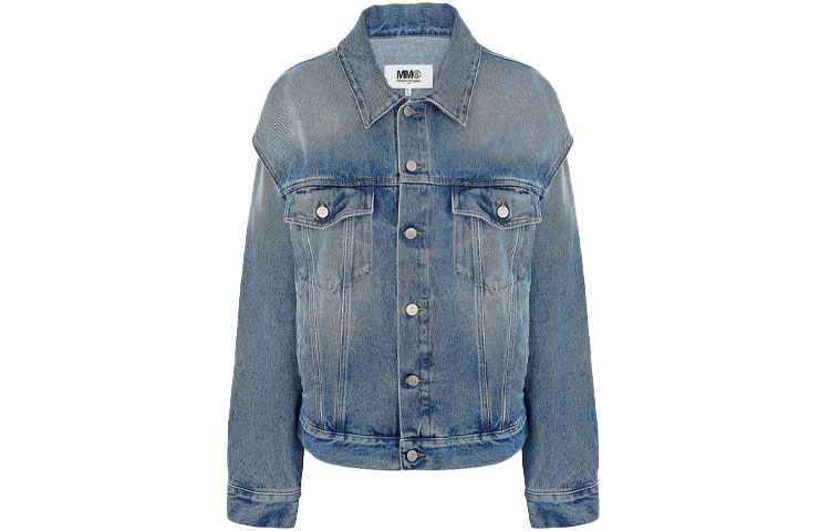 (Women) MM6 Maison Margiela SS21  Detachable Blue Denim Jacket with Side Slits. S52AM0179S30589965
