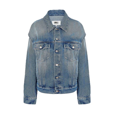 (Women) MM6 Maison Margiela SS21 Detachable Blue Denim Jacket with Side Slits. S52AM0179S30589965