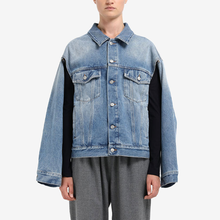 Details for (W) MM6 메종 마르지엘라 SS21 탈부착 블루 데님 자켓 사이드 슬릿 추가. S52AM0179S30589965