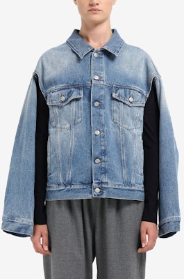 (W) MM6 메종 마르지엘라 SS21 탈부착 블루 데님 자켓 사이드 슬릿 추가. S52AM0179S30589965 Details for (W) MM6 메종 마르지엘라 SS21 탈부착 블루 데님 자켓 사이드 슬릿 추가. S52AM0179S30589965