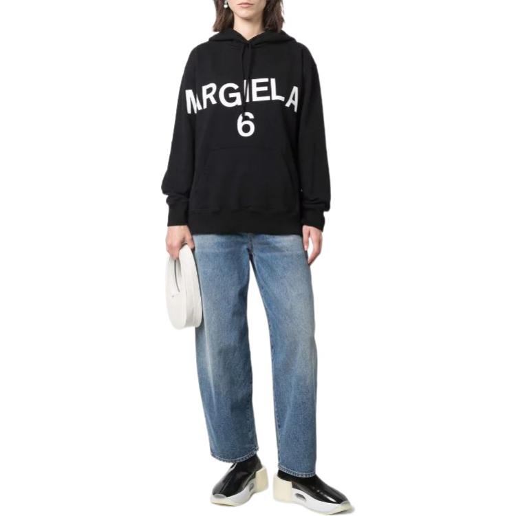 Lookbook (Women) MM6 Maison Margiela SS22  Black Logo Print Oversized Hoodie. S52GU0161S25337-900