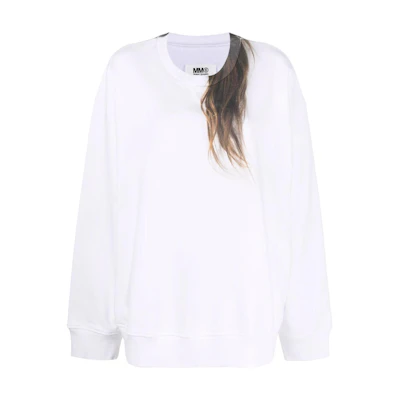 (Women) MM6 Maison Margiela SS22 Hair Print White Long Sleeve Pullover Tee Women S52GU0158S25337100