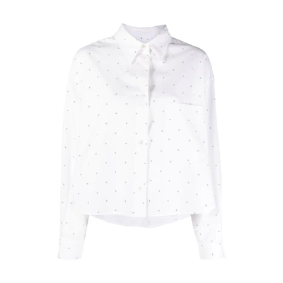 (Women) MM6 Maison Margiela SS22 Numeric Print Asymmetric Long Sleeve Shirt Women White S62DL0066S54743001S