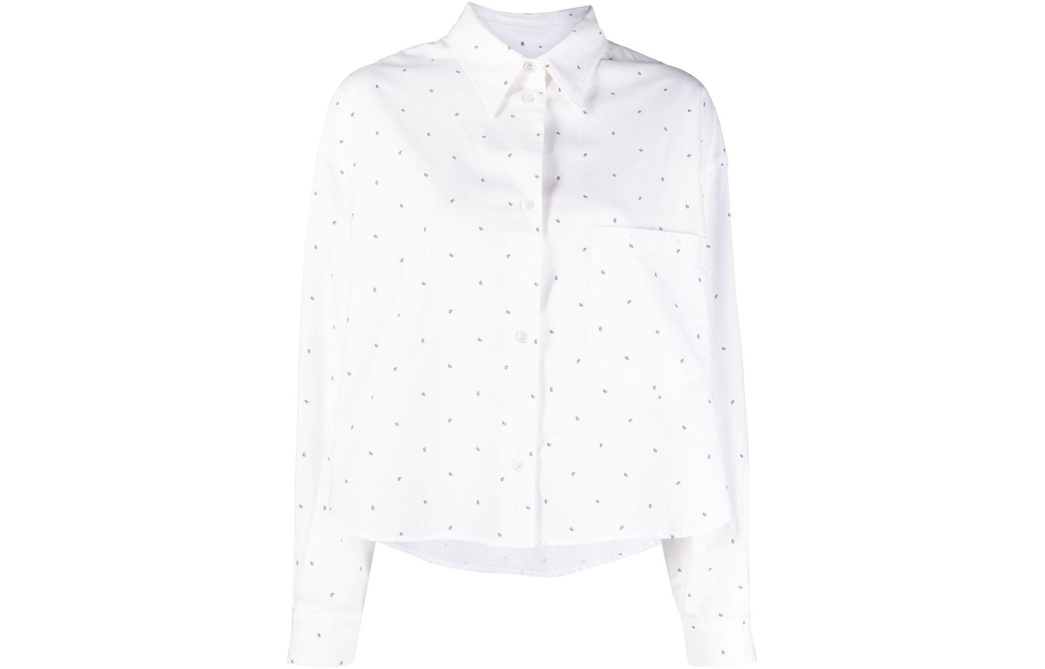 Order (W) MM6 Maison Margiela SS22 數字印花不對稱長袖襯衫 女款 白色 S62DL0066S54743001S