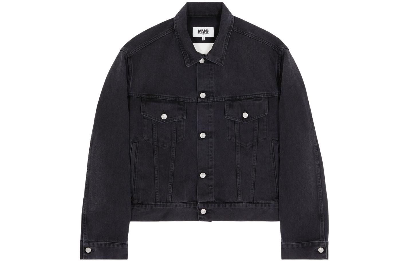 (Women) MM6 Maison Margiela SS23  Black Denim Jacket with Button-Up Design. S52AM0228S30743-900
