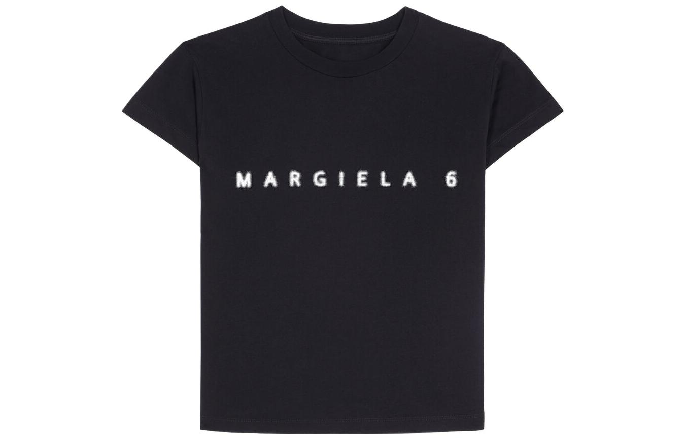 Order (Women) MM6 Maison Margiela SS23  Black Logo Print Short Sleeve T-Shirt. S52GC0265S24312900