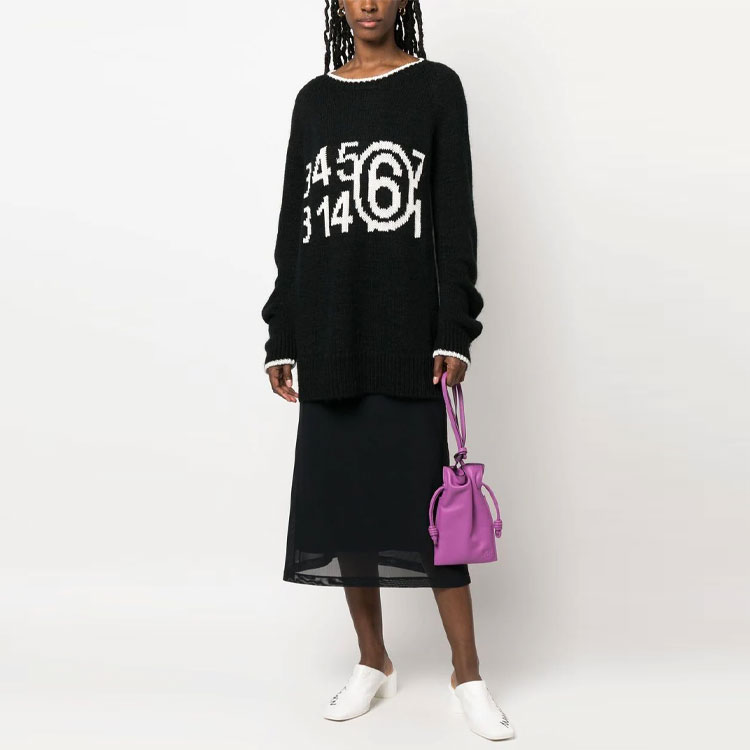 Lookbook (W) MM6 Maison Margiela SS23 黑色數字圖案馬海毛針織毛衣. S52GP0144S18190001F
