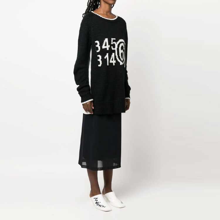 Purchase (W) MM6 Maison Margiela SS23 黑色數字圖案馬海毛針織毛衣. S52GP0144S18190001F