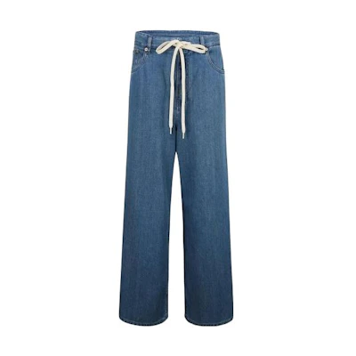 (Women) MM6 Maison Margiela SS23 Blue Wide-Leg Drawstring Denim Pants S52LA0162S30845-961