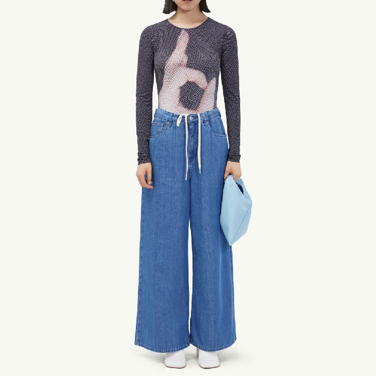 Shop (W) MM6 Maison Margiela SS23 藍色寬鬆抽繩牛仔長褲 S52LA0162S30845-961