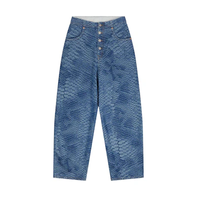 (Women) MM6 Maison Margiela SS23 Loose Fit Snake Print Straight Jeans Blue S62LB0100S30589-972