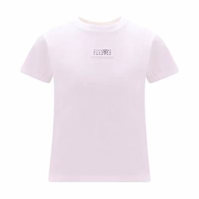 (Women) MM6 Maison Margiela SS23 White Crewneck T-Shirt with Solid Logo Tag S52GC0296S24311-101