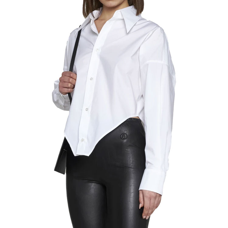 Purchase (W) Camisa blanca de manga larga con cuello MM6 Maison Margiela SS23. S62DT0007S47294-100