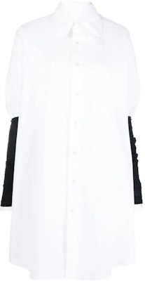 (Women) MM6 Maison Margiela SS23 Contrast Sleeve Long Shirt Women White/Black S62DL0083S47294-970 Buy (Women) MM6 Maison Margiela SS23 Contrast Sleeve Long Shirt Women White/Black S62DL0083S47294-970