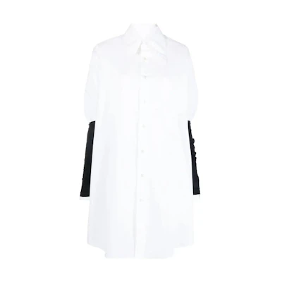 (Women) MM6 Maison Margiela SS23 Contrast Sleeve Long Shirt Women White/Black S62DL0083S47294-970