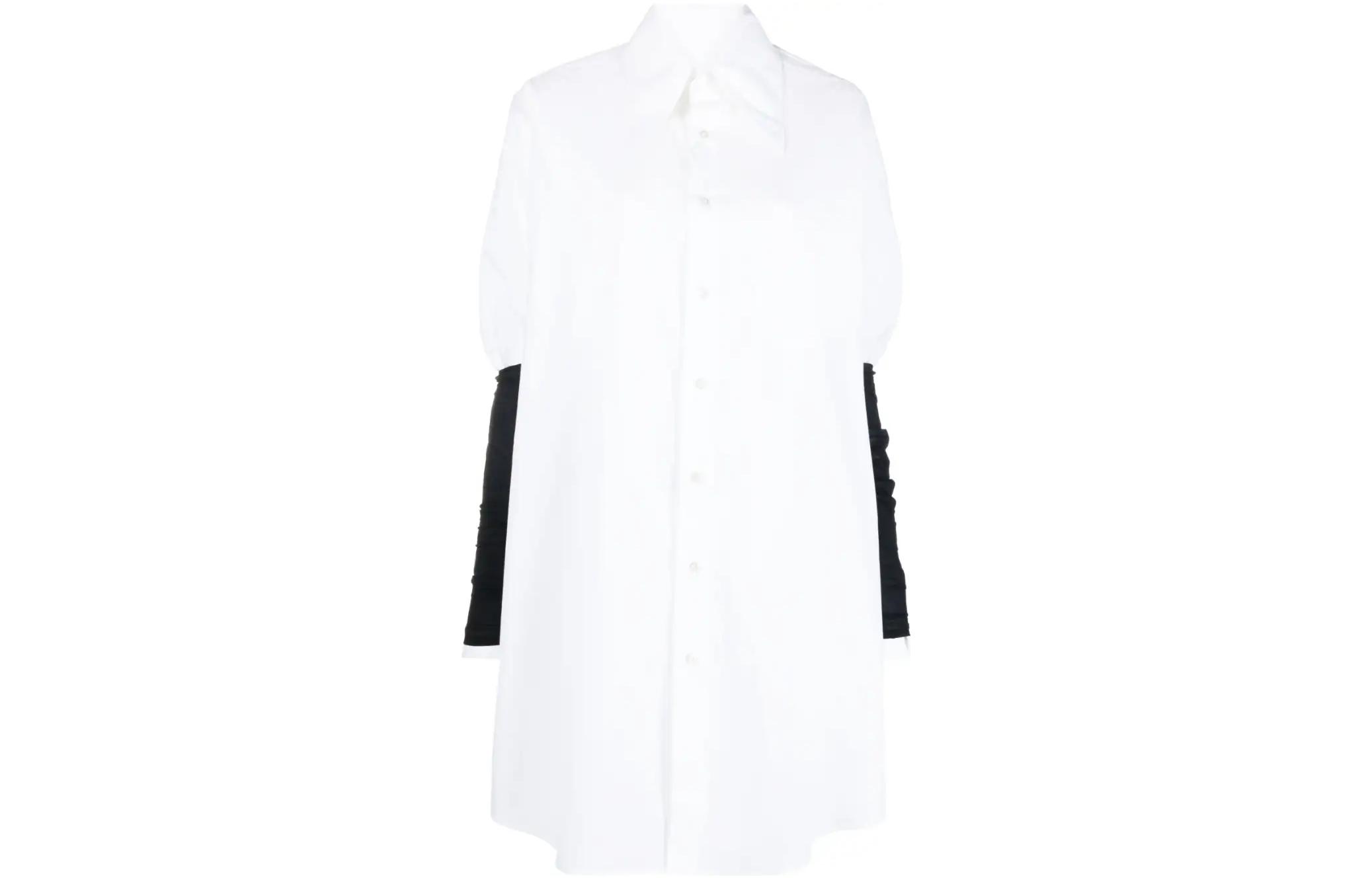 Order (Women) MM6 Maison Margiela SS23 Contrast Sleeve Long Shirt Women White/Black S62DL0083S47294-970