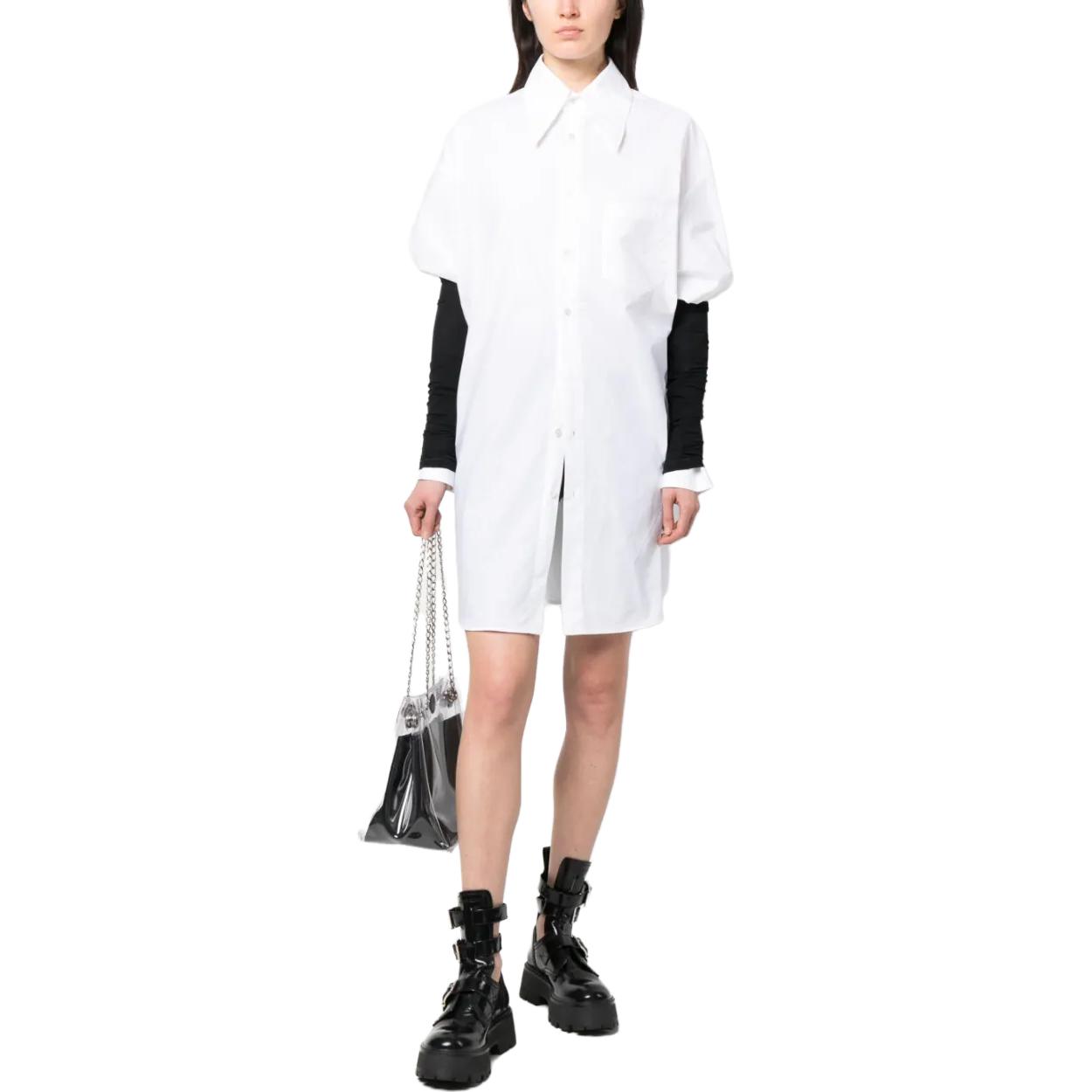 Lookbook (Women) MM6 Maison Margiela SS23 Contrast Sleeve Long Shirt Women White/Black S62DL0083S47294-970