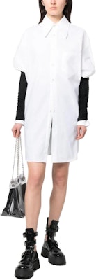 (Women) MM6 Maison Margiela SS23 Contrast Sleeve Long Shirt Women White/Black S62DL0083S47294-970 Lookbook (Women) MM6 Maison Margiela SS23 Contrast Sleeve Long Shirt Women White/Black S62DL0083S47294-970