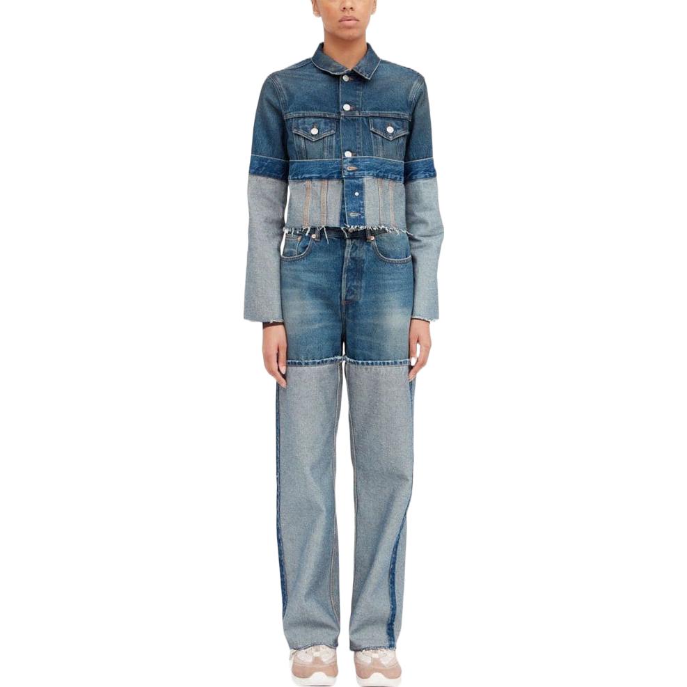 Lookbook (Women) MM6 Maison Margiela SS23 Distressed Deconstructed Denim Jacket Women Blue S52AM0222S30589