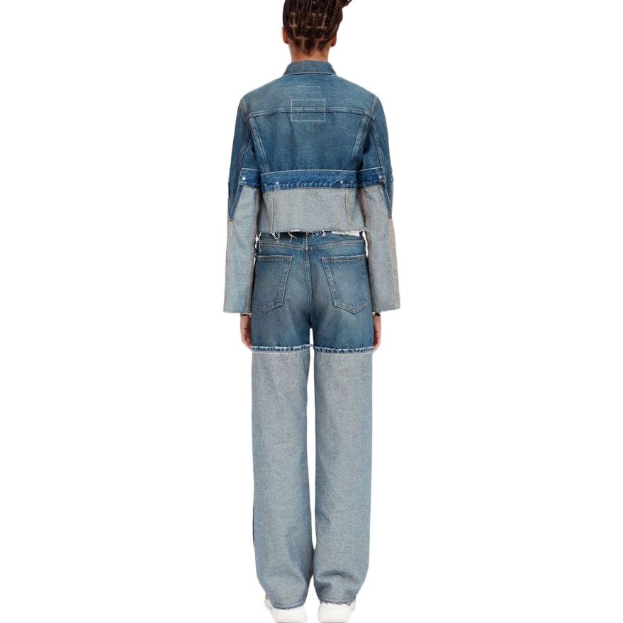Shop (Women) MM6 Maison Margiela SS23 Distressed Deconstructed Denim Jacket Women Blue S52AM0222S30589